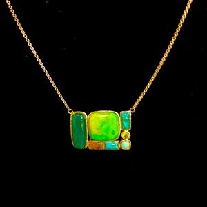 Silpada retired nib necklace with multiple green colors. Rare Vintage